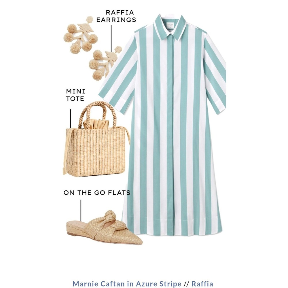 Atlantic-Pacifıc x LAKE Marni Caftan Dress in Azure Stripe size Small Vacation